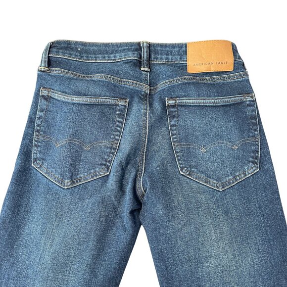American Eagle Airflex Slim Straight Jeans Mens Size 29x30 Rustic Blue Dark Wash - Picture 4 of 13